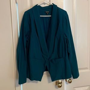 NWOT Torrid Blazer Jacket Jade Emerald Green Plus Size 3 Open Front Pockets 3 3X